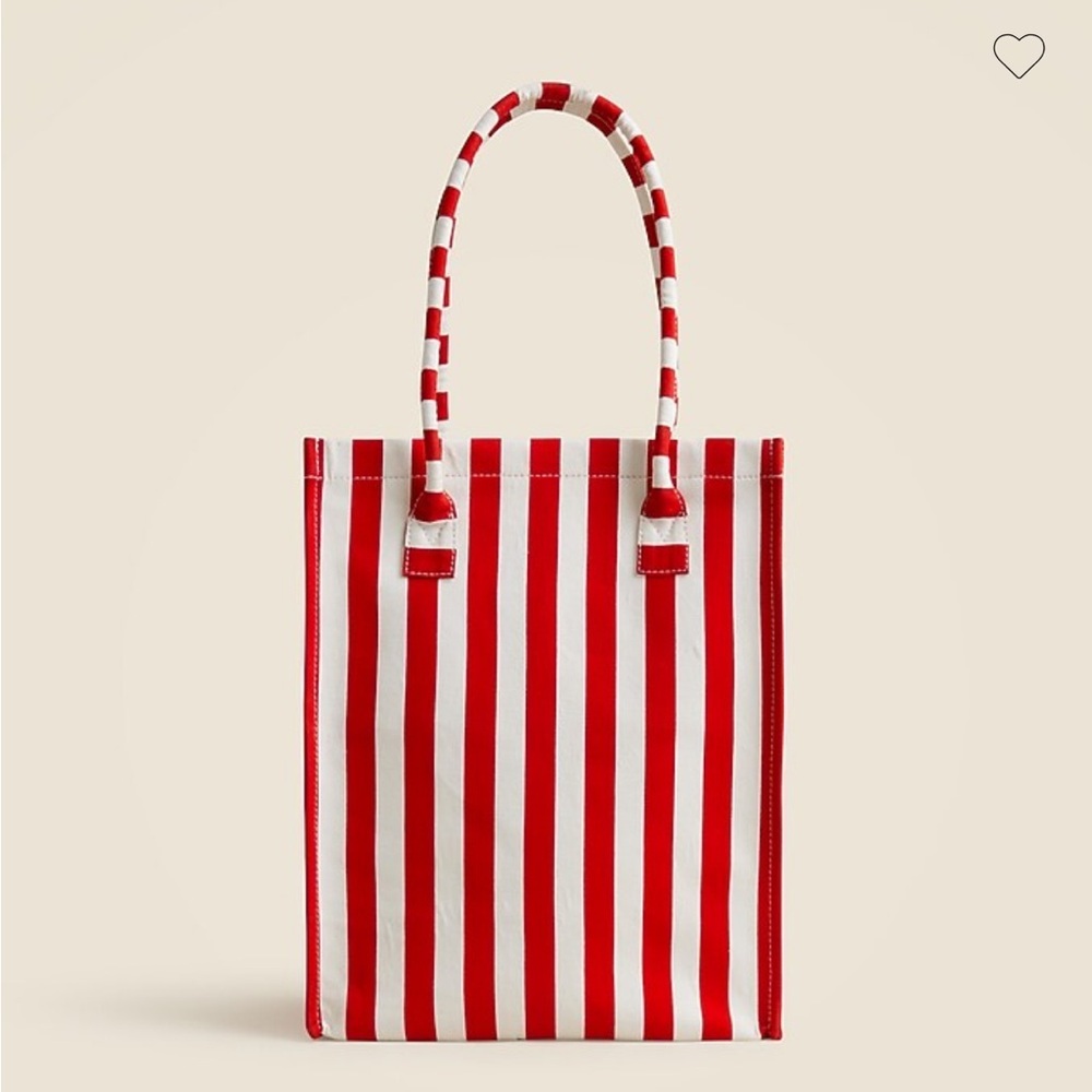 J. Crew 1989 red and white striped canvas cotton tote bag new without tags CL319